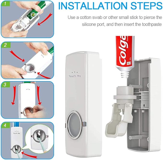 Auto Toothpaste Dispenser with 5 Toothbrush Holder Stand