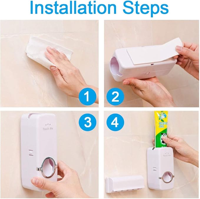 Auto Toothpaste Dispenser with 5 Toothbrush Holder Stand