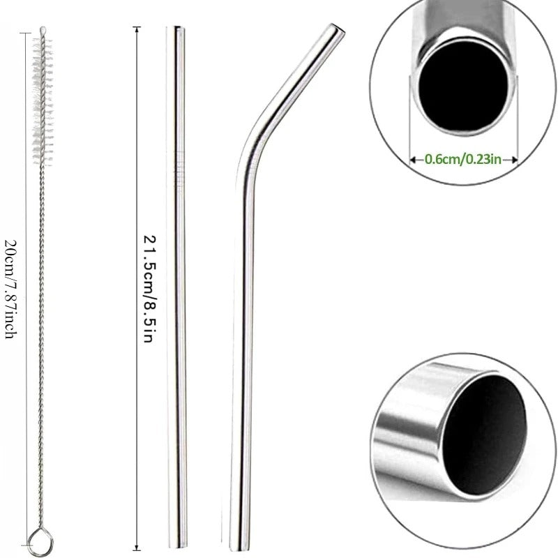 Stainless Steel Drinking Straws (Pack of 8 Straws)