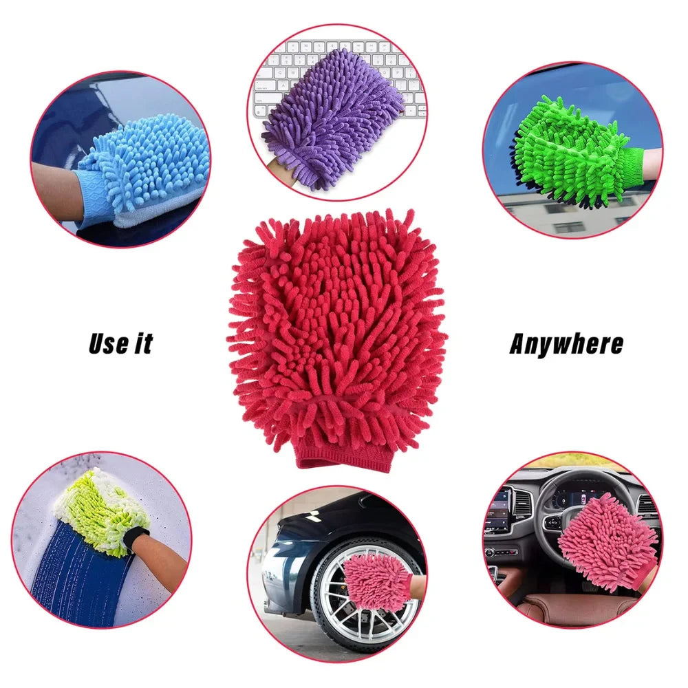 Car Care Microfiber Car Wash Gloves - Pack of 3